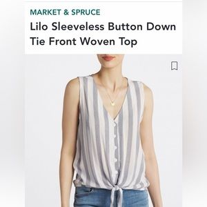 Market & Spruce Lilo Sleeveless button down tie front woven top